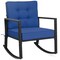 Costway Patio Rattan Rocker Chair Outdoor Glider Rocking Chair Cushion Lawn Navy\Black\Grey